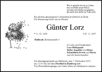 Anzeige von Günter Lorz von MGO
