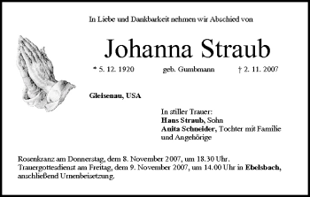 Anzeige von Johanna Straub von MGO