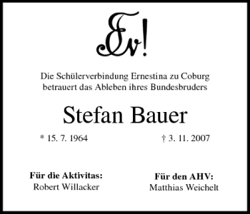 Anzeige von Stefan Bauer von MGO