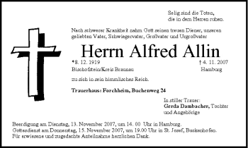 Anzeige von Alfred Allin von MGO