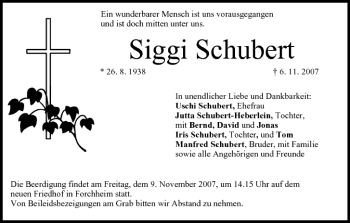 Anzeige von Siggi Schubert von MGO
