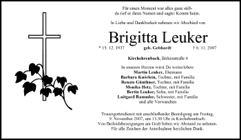 Anzeige von Brigitta Leuker von MGO