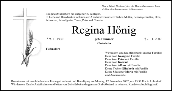 Anzeige von Regina Hönig von MGO