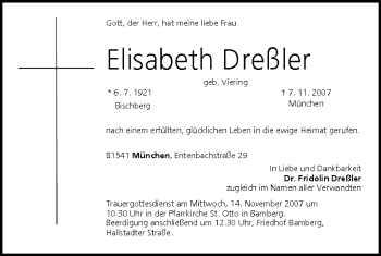 Anzeige von Elisabeth Dreßler von MGO