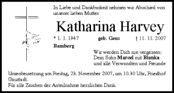 Anzeige von Katharina Harvey von MGO