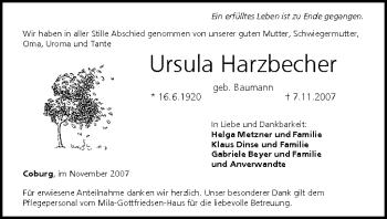Anzeige von Ursula Harzbecher von MGO