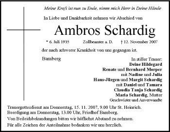 Anzeige von Ambros Schardig von MGO