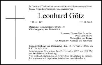 Anzeige von Leonhard Götz von MGO