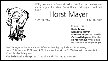 Anzeige von Horst Mayer von MGO
