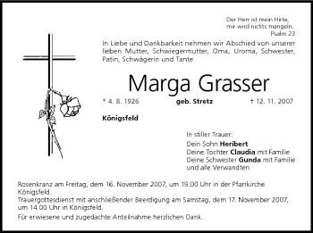 Anzeige von Marga Grasser von MGO