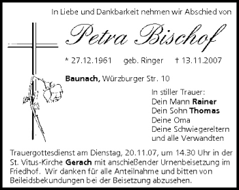 Anzeige von Petra Bischof von MGO