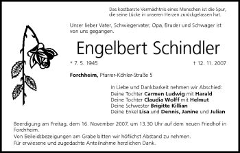 Anzeige von Engelbert Schindler von MGO