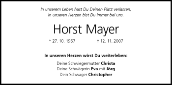 Anzeige von Horst Mayer von MGO