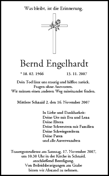 Anzeige von Bernd Engelhardt von MGO