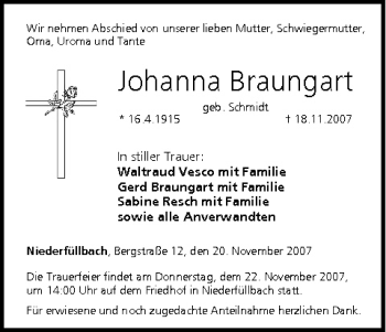 Anzeige von Johanna Braungart von MGO