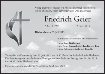 Anzeige von Friedrich Geier von MGO