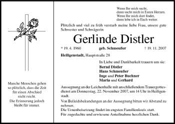 Anzeige von Gerlinde Distler von MGO