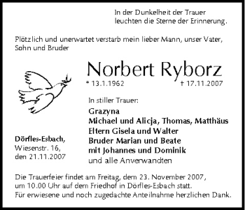 Anzeige von Norbert Ryborz von MGO