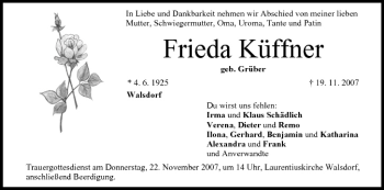 Anzeige von Frieda Küffner von MGO