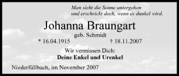 Anzeige von Johanna Braungart von MGO
