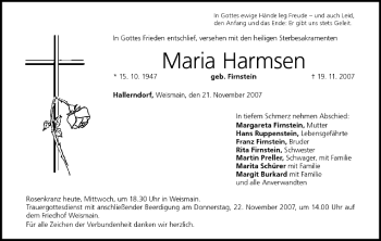 Anzeige von Maria Harmsen von MGO