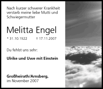 Anzeige von Melitta Engel von MGO