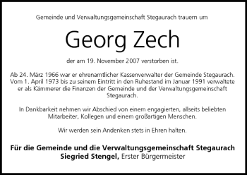 Anzeige von Georg Zech von MGO
