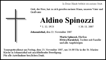 Anzeige von Aldino Spinozzi von MGO