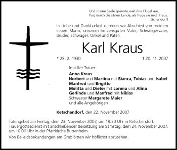 Anzeige von Karl Kraus von MGO