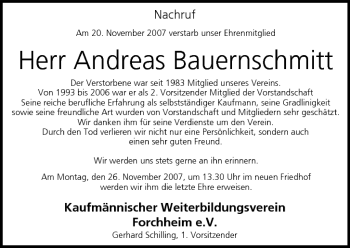 Anzeige von Andreas Bauernschmitt von MGO