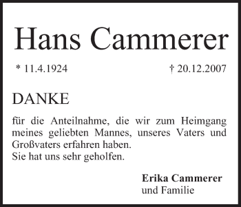 Anzeige von Hans Cammerer von MGO
