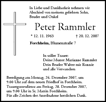 Anzeige von Peter Rammler von MGO