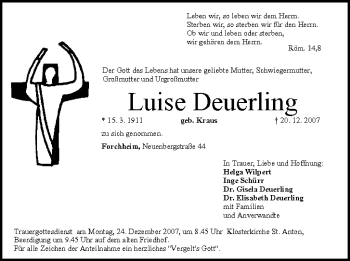 Anzeige von Luise Deuerling von MGO