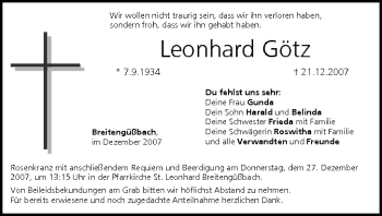Anzeige von Leonhard Götz von MGO