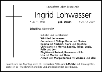 Anzeige von Ingrid Lohwasser von MGO