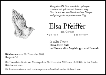 Anzeige von Elsa Pfeiffer von MGO