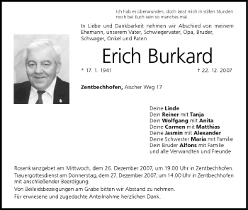 Anzeige von Erich Burkard von MGO