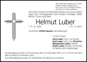 Anzeige von Helmut Luber von MGO