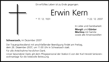 Anzeige von Erwin Kern von MGO