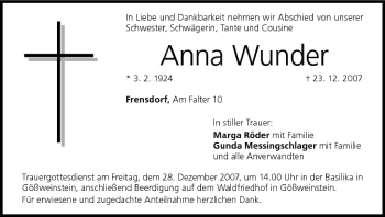 Anzeige von Anna Wunder von MGO