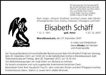 Anzeige von Elisabeth Schäff von MGO