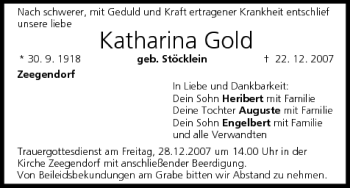 Anzeige von Katharina Gold von MGO