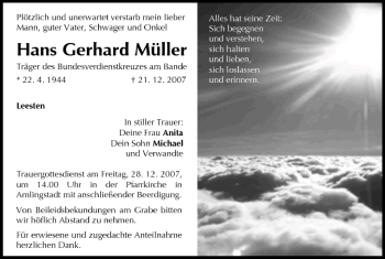 Anzeige von Hans Gerhard Müller von MGO