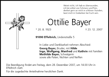 Anzeige von Ottilie Bayer von MGO