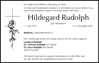 Anzeige von Hildegard Rudolph von MGO