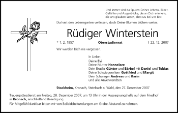 Anzeige von Rüdiger Winterstein von MGO