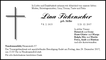Anzeige von Lina Fickenscher von MGO