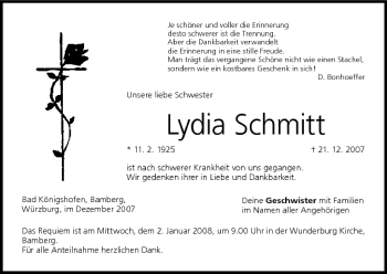 Anzeige von Lydia Schmitt von MGO