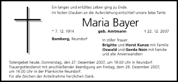 Anzeige von Maria Bayer von MGO
