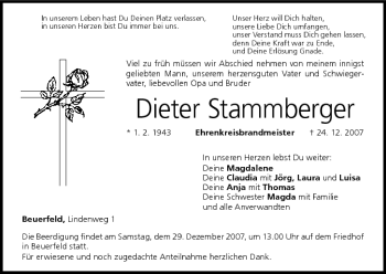Anzeige von Dieter Stammberger von MGO